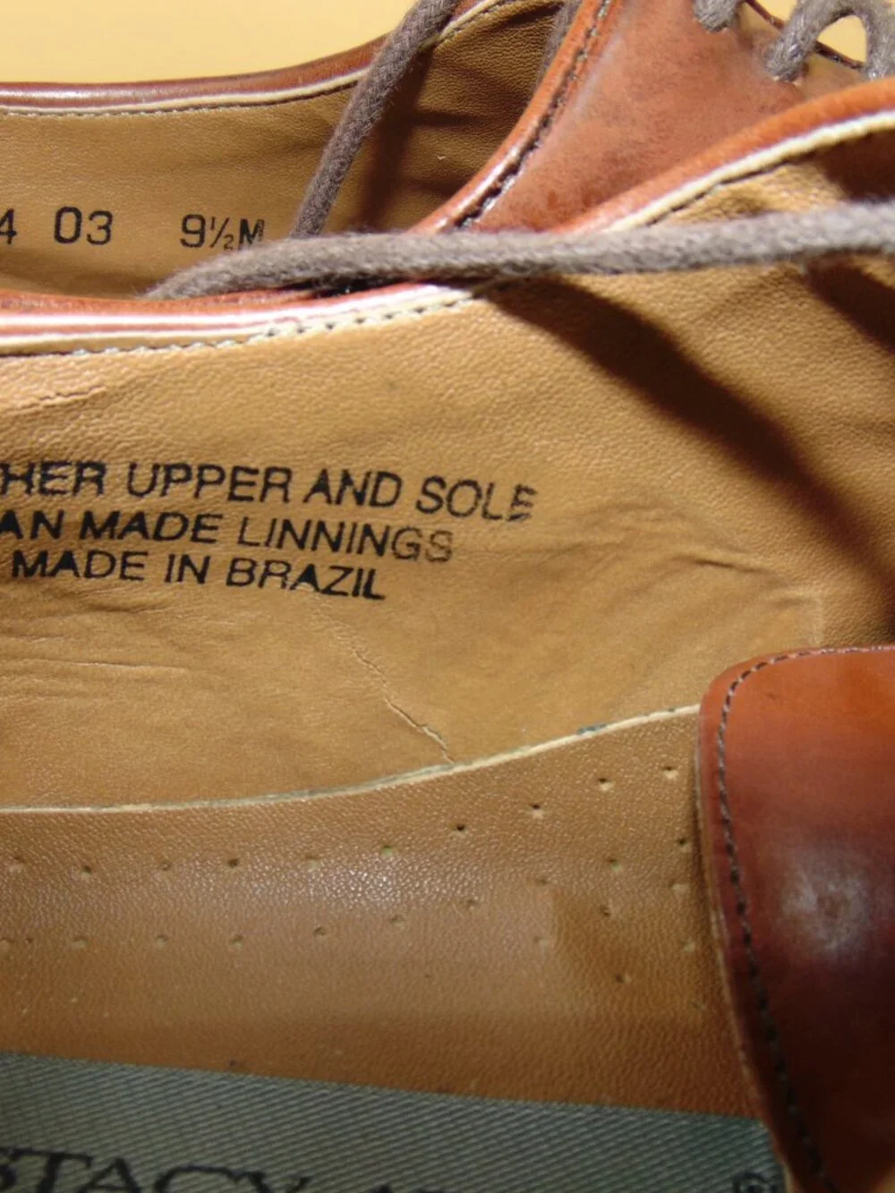 Stacy Adams Mens 9.5 M Cognac Brown Leather Cap Toe Oxfords Dress Shoes